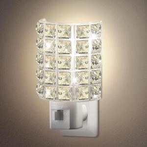LED Night Light, Night Lights Plug Into Wall with Manual On/Off Switch, Plug in Nights Light with 360 Swivel Plugs Design, Nightlight for Bedroom, Hallway, Warm White Lights(Crystal Diamond)