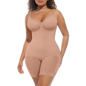 FeelinGirl Shapewear Tummy Control Seamless Bodysuit Hip Enhancer Body Shaper for Women (Beige, M)