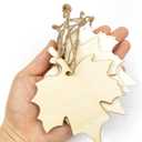 32 Pack Wood Maple Leaf Cutouts Unfinished Wooden Maple Leaf Hanging Ornaments DIY Maple Leaf Craft Gift Tags for Thanksgiving Home Party Decoration Craft Project