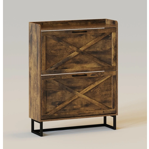 Shoe Storage Cabinet Freestanding Organizer, Rustic Brown