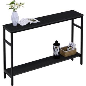 Timberer Narrow Console Table, 47 Inch Sofa Table with Adjustable Shelf, 2-Tier Long Skinny Table for Hallway, Entryway, Living Room, Foyer, Black