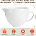 5 QT Ceramic Mixer Bowl Compatible with KitchenAid Tilt-Head Stand Mixers 4.5-5 Quart, Food-Grade Polished Mixing Bowl with Anti-slip Handle & Secure Locking Clasp, Microwave & Oven Safe