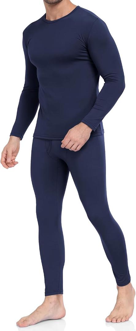 WEERTI Thermal Underwear for Men Long Johns with Fleece Lined Base Layer Men Cold Weather Top Bottom (Blue, M)