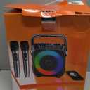 Karaoke Machine, Portable Bluetooth Speaker with 2 Wireless Microphones for Adults & Kids with Lights, Karaoke Microphone with PA System Supports USB/TF/REC/FM/AUX for Home Party Home System Packages (Black)