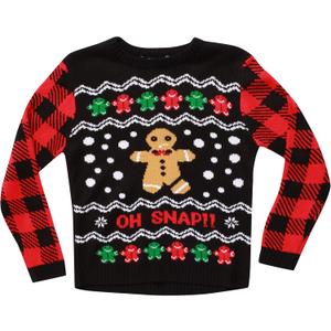 #followme Ugly Christmas Sweaters for Boys (10-12 Years, Black - Oh Snap)