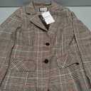 ELLEVEN Womens Casual Plaid Blazer Lapel Collar Double Button Long Sleeve Boyfriend Blazer Suit Houndstooth Plaid Blazer Jacket Business Work Office Blazer Suits Brown Plaid, Small
