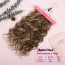 REECHO Curly Hair Extensions, 4PCS 16 inch Clip in Hair Extensions Lace Weft Short Curly Hair Extensions Clip Ins Invisible Natural Hairpieces for Women, Chocolate Brown with Highlights