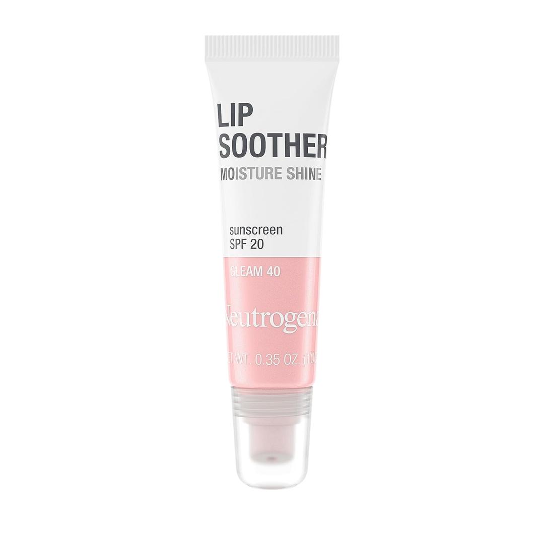 Neutrogena MoistureShine Lip Soother Gloss with SPF 20 Sun Protection, High Gloss Tinted Lip Moisturizer with Hydrating Glycerin and Soothing Cucumber for Dry Lips, Gleam 40, .35 oz (0.35 Ounce (Pack of 1)