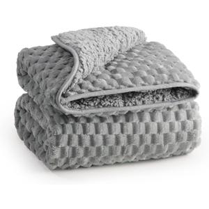 Super Soft Luxury Fleece Sherpa Weighted Blanket for Teens, 3lbs Small Weighted Lap Blanket for Adults, Turtle Shell Cozy Warm Throw for Winter, Compact Heavy Blanket for Sleep & Travel, Grey, 36"x48"