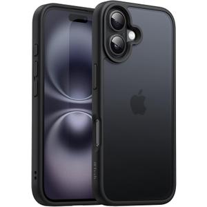 JETech Matte Case for iPhone 16 6.1-Inch, Shockproof Military Grade Drop Protection, Frosted Translucent Back Phone Cover, Anti-Fingerprint (Black)