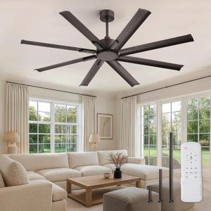ZMISHIBO 65 Inch Ceiling Fan without Light, 8 Aluminum Reversible Blades