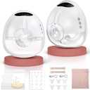 Lulia Breast Pump Hands Free, Wearable Breastfeeding Pump with 4 Mode and 9 Level, Strong Suction, Painless, Anti-Backflow, BPA Free, Portable Electric Breast Pumps with 17/19/21/24MM Flanges (White-2pcs)