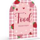 Food Please Enjoy Sign - Strawberry Baby Shower Sign, 1 Pack Arch Acrylic Sign with Stand, Gender Reveal Party Table Decor, Berry Baby Shower Supplies (SE25)