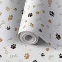 Peel and Stick Wallpaper Wall Decor Contact Paper Removable 17.7"x118.1" Wall Paper Cute Paw Prints Bones Warm Earth Tones for Classroom Bedroom Desk Cabinets Drawers Kitchen