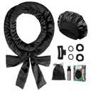 Gwabee Satin Heatless Curls Overnight Hair Curlers to Sleep In Hair Curler Rollers No Heat Hair Wrap for Curls Headband, 70" Satin Heatless Curling Rod Set for Women Long Waves Hair Volume -Black 9PCS