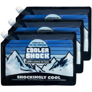 Cooler Shock Reusable Ice Packs for Cooler - Long Lasting Cold Freezer Packs for Coolers and Lunch Boxes - Cooler Ice Packs for Camping Gear, Fishing, Road Trips, Beach Must Haves