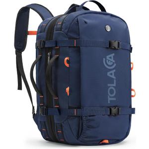 Tolaccea Travel Backpack for Men Women, 40L-50L Carry On Backpack with Wet Dry Compartment, Flight Approved Laptop Daypack Fits 15.6", Convertible Expandable Large Rucksack Duffel Bag for Work Travel (Blue)