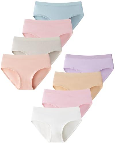 Domee Teen Girls Cotton Underwear Panties Briefs Pack of 8 Underpants Plain 11-12 Years (Manufacturer Size M)