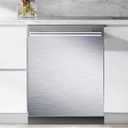 Stainless Steel Brushed Pattern Dishwasher Magnet Cover Panel Decal Home Appliance Art, Stainless Steel Fridge Door Cover Decals Magnetic, Silver, Mobile Magnetic 23" x 26"