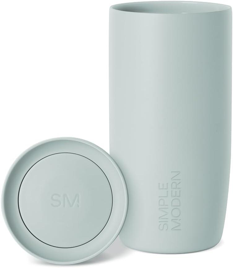 Simple Modern Travel Coffee Mug Tumbler with 360 Lid | Ceramic-Lined Insulated Stainless Steel Cold Brew Iced Coffee Cup | Gifts for Women Men Her Him | Voyager Signature | 16oz | Sea Glass Sage