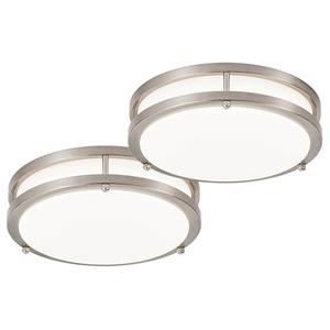 DLLT 2Pack Flush Mount LED Ceiling Light: 10 Inch 5CCT (3000K-6000K) & Dimmable Ceiling Light Fixtures for Bedroom - 18W Modern Brushed Nickel 1600LM Super Bright Kitchen Lighting Fixtures Ceiling, 2Pack-10inch Nickel