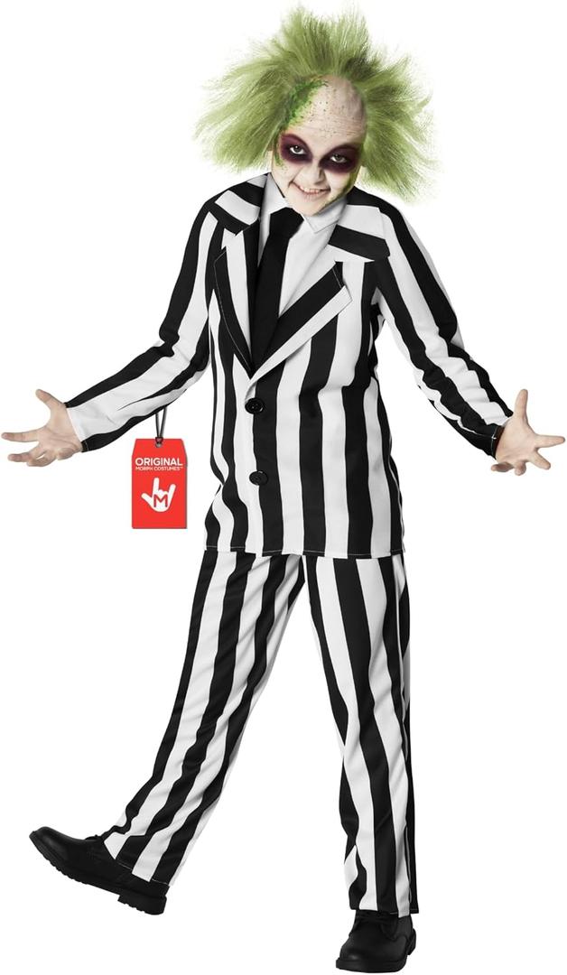 Morph Kids Black And White Striped Suit Costume Halloween Costume For Boys Halloween Costume (Large)