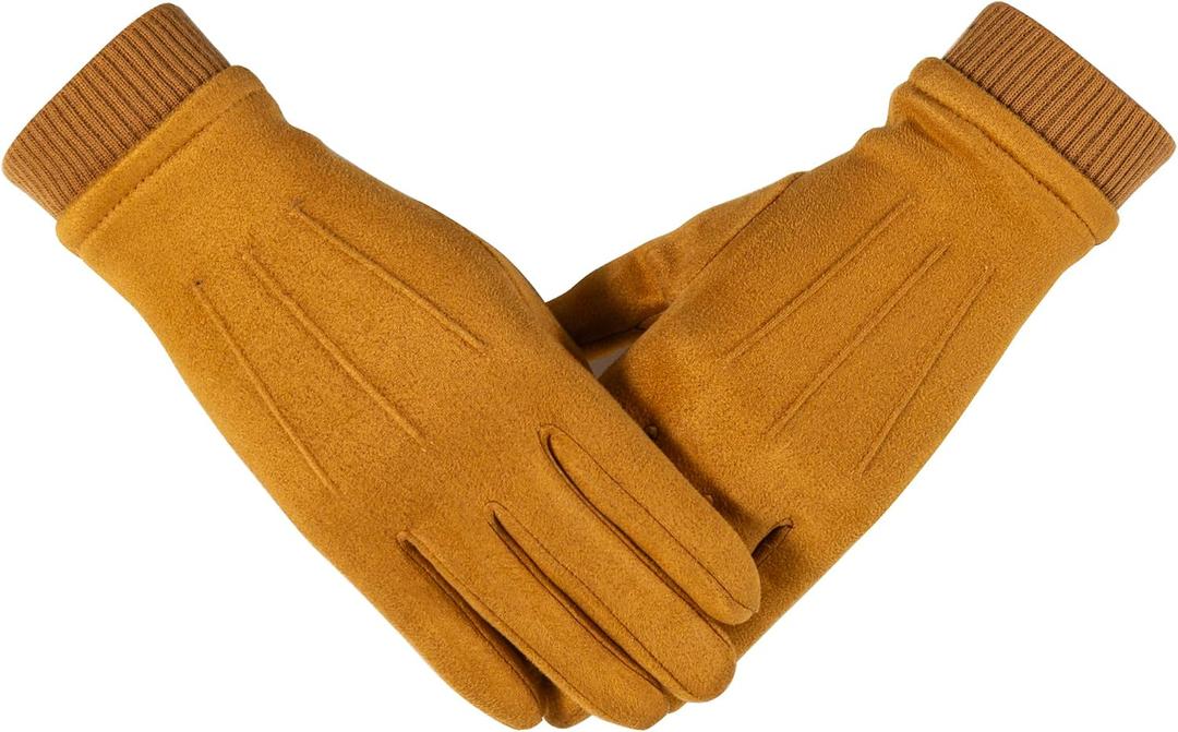Womens Winter Suede Gloves With Touchscreen Texting Finger Wool Lined Windproof Warm Fashion Dress Gloves