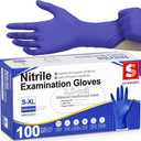 Schneider Medical Nitrile Exam Gloves, Dark Blue, Disposable Gloves, Latex-Free, Powder-Free, Food Safe for Cleaning, Cooking, Household Use, 100 Count, Size Medium