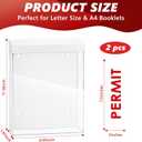 9.1" x 11.6" Outdoor Permit Brochure Holder Waterproof Wall Mount Literature Box with Lid Screws Clear Acrylic Document Holder Fits Letter Size A4 Flyers Booklets Pamphlets Includes "PERMIT" Decal