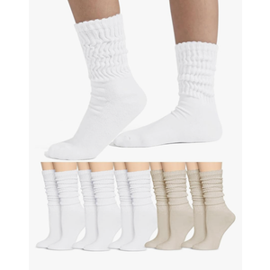 Women Crew Socks Retro Slouch Socks For Women Solid Casual Ribbed Crew Socks Pack of 5