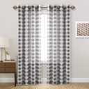 Hiasan Buffalo Plaid Sheer Curtains - Light Filtering Voile Checkered Curtains for Living Room and Bedroom, 52 X 84 Inches Long, Set of 2 Window Curtain Panels, Black and White