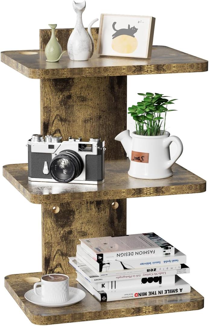 WALI Floating TV Shelf, 3 Tier Projector Shelf for DVD Player, Routers, Game Console, Cable Boxes, Living Room Decor Accessories, Wall Mount Shelves Holds Up to 22lbs(CS303NC), 3-Shelf, Vintage Brown