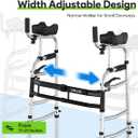 Delog Folding Walker for Senior - Platform Walker with 5 Wheels and Removable Padded Armrests 350lbs, Lightweight Walking Mobility Aid, Standard Walker for Elderly (Black)