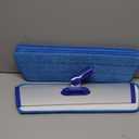 18" Professional Microfiber Mop Floor Cleaning System, Flat Mop with Stainless Steel Handle, 4 Reusable Washable Mop Pads, Wet and Dust Mopping for Hardwood, Vinyl, Laminate, Tile Cleaning (Blue)