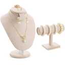 RattanView 2 Pcs Jewelry Display Set Necklace Mannequin Bust T Bar Bracelet Holder for Earring Necklace Ring Display