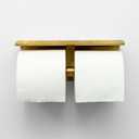 SAIKYO Dual Toilet Paper Holder Wall Mount - Premium Stainless Steel Tissue Dispenser for Bathroom - Rustproof, Heavy-Duty, Modern Brushed Finish (Gold)