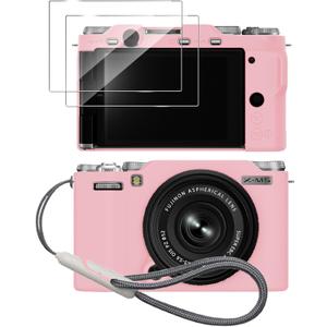 Silicone Case for Fujifilm X-M5 with 2PCS Screen Protector and Lanyard -(Pink)