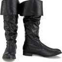 DUNHAO COS Medieval Male and Female Renaissance Pull On Mid Calf Gothic Boots Flat Jazz Boots Renaissance Boot (10.5, Black)