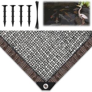 Koi Pond Netting Kit 28 x 30ft, Heavy-Duty Pe, Bird Deer Fence Netting, Durable Net Cover for Leaves, Protect Fish from Blue Heron Bird, Cats & Predators, Stakes & Ties Included