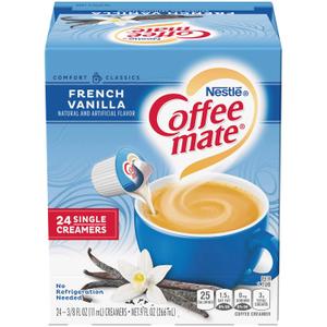 Coffee-mate Coffee Creamer Liquid Singles, French Vanilla, 24 Count (Pack of 4) (BB: June 2026)
