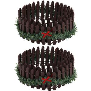 2pcs Mini Fences, Durable Mini Christmas Tree Picket Fence Funny Christmas Village Accessories Suitable for Indoor Outdoor Home Garden Party Decor (Brown)
