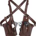 Double Shoulder Armpit Bag for Men, Fashion Leather Double Shoulder Straps Holster Wallet Adjustable Oxford Cloth Underarm (Brown)