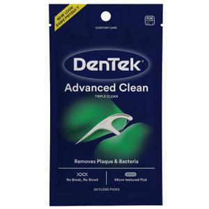DenTek Floss Picks, Advanced Clean, Plaque Remover, 20 Count, Pack of 8