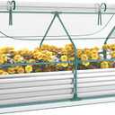 Miory Raised Garden Bed with PE Cover, 6x3x1 FT Galvanized Planter Box Outdoor with Greenhouse Cover, 2 Large Zippered Screen Windows for Vegetables, Flowers, Includes Labels & Gloves