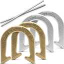 GoSports Steel Horseshoes Outdoor Game Set - Gold & Silver or Red & Blue - Official Size and Weight (Black, M)