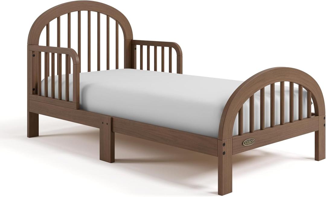 Graco Olivia Toddler Bed (Hazelnut) - GREENGUARD Gold Certified, Includes Safety Guardrails, Fits Standard Crib & Toddler Mattress, Stylish Arched Design