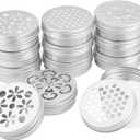 PH PandaHall 2 Ounce Aluminium Tins, 12pcs 3 Styles Empty Storage Containers with Hollow Lids 60ml Screw Lid Round Jars Sample for Aromatherapy Air Freshener Candles Travel Storage