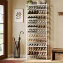 12 Tier Shoe Rack Organizer for 48-60 Pairs, Tall Metal Shoe Storage Shelf with Wood Top, Adjustable Boot Space, Narrow Design for Entryway Closet, White