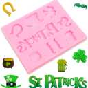 2 x St Patrick'S Day Silicone Molds 4 Pcs, Shamrocks Chocolate Fondant Mold Bull Head Arrow Beer Mug Horse Shoes Hat Clover Beard Bow Beard for Cake Decoration Cupcake Topper Resin Polymer Clay Crafts