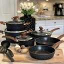 Kitchen Academy Induction Cookware Sets - 12 Piece Cooking Pan Set, Granite Black Nonstick Pots and Pans Set